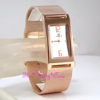 Designer Retro Elegant Kettenhemd Netz Edelstahl Rose Gold Überzogen Uhr