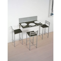 ASTIMESA Wandtisch Küchentisch, Metall Glas Holz, Graphitgrau, 90x50 ó 90x30 cms