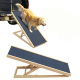 100cm Lang Hölzerne Hundetreppe Hunderampe für Auto Höhenverstellbar Hunderampe Für Auto Für Großen Hund Haustier Rampe, Anti-rutsch