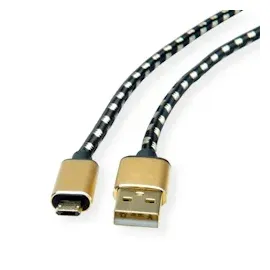 Roline Gold USB 2.0 Kabel, Typ A ST - Micro B ST (reversibel), 1,8 m