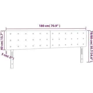 vidaXL LED Kopfteil Hellgrau 180x5x78/88 cm Samt