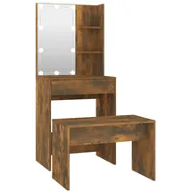 vidaXL Schminktisch-set mit Led Räuchereiche Holzwerkstoff