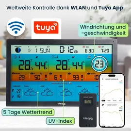 ideoon WLAN Funk Wetterstation mit XXL-Farb-Display Schwarz