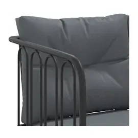vidaXL Gartensofa in L-Form mit Kissen Schwarz Stahl und Textilene