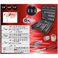 KS Tools 1/4 Zoll+3/8 Zoll+1/2 Zoll Steckschlüssel-Satz, 216-tlg.