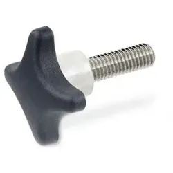 6335.5-TE-32-M6-45 Kreuzgriffschrauben, Kunststoff, mit vorstehendem Edelstahl-Bund, Edelstahl-Gewi