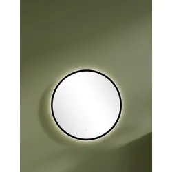 Spiegel WELLTIME "Carlton Spiegelpaneel mit Amibientelicht", schwarz, B:60cm H:60cm T:3cm Ø:60cm, Metall, Spiegel, Universeller Badezimmerspiegel, 60 cm, inklusive Beleuchtung