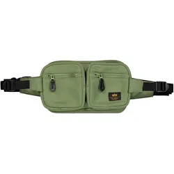Gürteltasche ALPHA INDUSTRIES "Alpha Industries Accessoires - Bags Label Waist Bag", grün (sage, grün), Obermaterial: 100% Polyester, Futter: 100% Nylon, Taschen