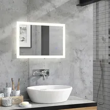 Vicco Badspiegel Wandspiegel LED-Spiegel Weiß 60 x 40 cm