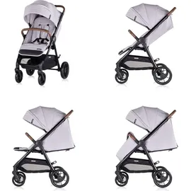 Chipolino Kombikinderwagen Ultera 2 in 1 Babyschale Fußabdeckung klappbar Korb hellgrau - Grau