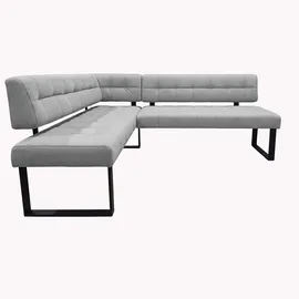Home Affaire Eckbank HOME AFFAIRE "Mia Küchenbank, Polsterbank, Esszimmerbank, 207x167 cm", hellgrau, schwarz, B:207cm H:61cm T:167cm, Massivholz, Metall, Polyester, Sitzbänke, Eckbank, Moderne Bank und Farben, Sitzplatzanzahl: 5, Frei in Raum stellbar