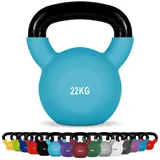 MSports® Kettlebell Kettlebell Professional Neopren 2 – 30 kg inkl. Übungsposter blau