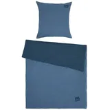 Sansibar Jersey Melange Wendebettwäsche Blau/Dunkelblau Bettwäsche Doubleface Set 2 teilig Bettbezug 135x200 cm Kissenbezug 80x80 cm