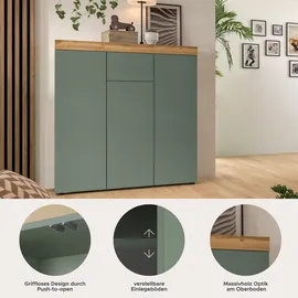 OTTO home Highboard 105 x 115 x 37 cm smoke grün / Wotan Eiche (Nachbildung)