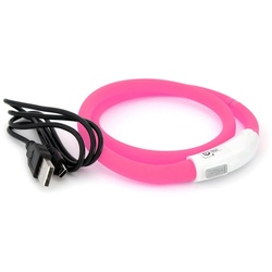 PRECORN Hunde-Halsband LED Silikon Hunde Leuchthalsband aufladbar per USB indiv. kürzbar, Silikon rosa