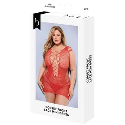 Unterwäsche-Set Baci Lingerie Lace Mini Dress Rot (Queen)