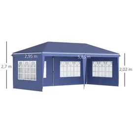 Outsunny Faltpavillon mit Seitenwänden 585L x 295B x 270H cm - blau