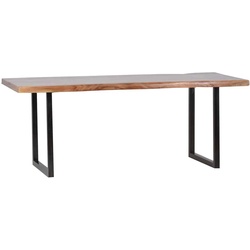 Esstisch 'Vanaja'   160x90 cm, Teak/Antikschwarz Massivholz, Metall Teak