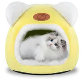 Katzenhöhle Katzenbett Waschbares Katzenhaus Haustierbett Weiches Komfort Zelt Katzenstreu Bett Warme Katzenhöhle Beruhigendes Bett für Katzen und kleine Hunde Schlafen(Gelb)