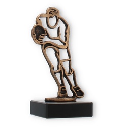 Pokal Konturfigur Rugby altgold auf schwarzem Marmorsockel 14,3cm