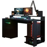 Parisot Gamingtisch in schwarz Gamer Schreibtisch Parisot inkl. LED Beleuchtung - Schwarz