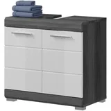 inn.furn Waschbeckenunterschrank Weiß Hochglanz grau 60 cm Shawn