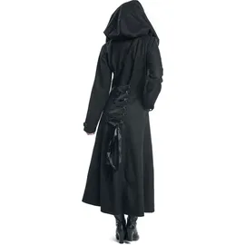Gothicana by EMP Damen schwarzer langer Wollmantel mit großer Kapuze S - S