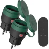 SURNICE Funksteckdosen mit fernbedienung Aussen, IP44 Wasserdicht Funksteckdosen Set 1+2, 2300 Watt, für den Außenbereich, 40M Reichweite, Plug & Play Funkschalt Set (2funksteckdosen+1fernbedienung)