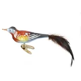 Inge-Glas Manufaktur Inge-Glas mit Sternenkrönchen, handbemalt und mundgeblasen, Gimpelfink 10.5 cm - Inge-Glas 10013S020 Gefiederte Freunde - Christbaumschmuck Christbaumhänger