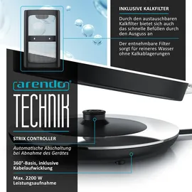 Arendo Wasserkocher 1,7 l Schwarz