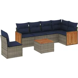 vidaXL Gartensofa-Set mit Kissen, grau, Polyrattan