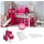 Homestyle4u Hochbett 2585 90 x 200 cm Kiefer massiv weiß pink