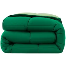 Wometo Steppbett Wende-Design ca. 135x200 cm – dunkelgrün & grün – buntes Ganzjahres Steppbett (Sommer und Winter) I farbig und ohn... - Grün