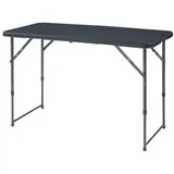 [en.casa] Höhenverstellbarer Klapptisch Adelfia 120x60cm Rattanoptik, Schwarz