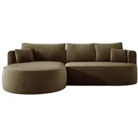 Domo-Home Moderne Ausziehbare Ecksofa FIORE Mit Schlaf-Funktion, Couch mit automatischer Auffaltung, Sofa, Schlafcouch LINKS 284x183x82 cm Salvador 10 - Grün
