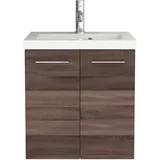 Sieper | schmaler Waschtisch mit Unterschrank 50 cm Elva, Badmöbelset hängend, Waschbeckenunterschrank | Eiche Trüffel