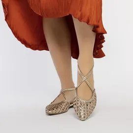 Gioseppo Leskovic Ballerinas aus Leder, Blau, mit Schnürung für Damen, Platinfarben, 37 EU