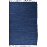THEKO Teppich Happy Cotton«, rechteckig, Handweb Teppich, Flachgewebe, reine Baumwolle handgewebt, mit Fransen, blau | 160x230 cm