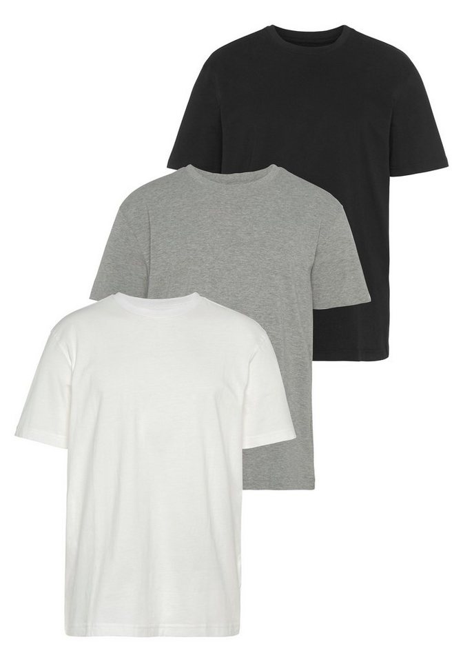 Man's World T-Shirt (Packung, 3-tlg., 3er-Pack) perfekt als Unterzieh- T-shirt grau|schwarz 64/66 (XXXL)
