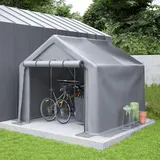 GIHAUVIA Geräteschuppen Fahrradschuppen Fahrradgarage Wetterfest Fahrradgarage Carport Zelt Mit UV Schutz 244 x 241×217cm - Grau