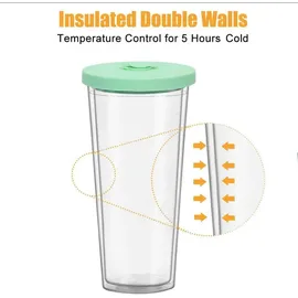 luxuskollektion 24oz Bubble Tea Becher mit Deckel und Strohhalm, 2er Set