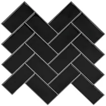 vidaXL Fischgrätenfliese Schwarz 30 x 30 cm 10 St.