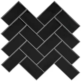 vidaXL Fischgrätenfliese Schwarz 30 x 30 cm 10 St.