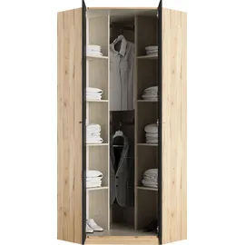 Priess Eckkleiderschrank PRIESS "Barcelona Kleiderschrank Ecklösung Raumwunder", schwarz (astkernbuche, schwarz), B:78cm H:193cm T:78cm, Holzwerkstoff, Schränke, Eckkleiderschrank, in 2 Tiefen Schrank Eckschrank Garderobe