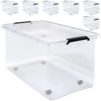 DEUBA Aufbewahrungsbox 6er-Set Transparent 60x40x35cm 60L stapelbar