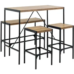 Ebuy24 Bahamas Bartisch Set Tisch, Bank und 2 Stühle Natur.