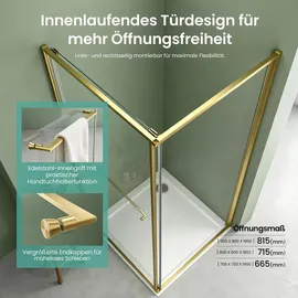 mai & mai Ravenna69K Eckdusche mit Schiebetür 80 x 80 cm Gold Sicherheitsglas