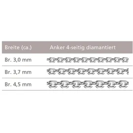 FIRETTI Collierkettchen FIRETTI "Schmuck Silber 925 Armband Kette Ankerkette diamantiert" Gr. 60, silber (silberfarben), Halsketten, Damen, 60, Silber 925 (Sterlingsilber), B: 4,5mm, Made in Germany, B:4,5mm