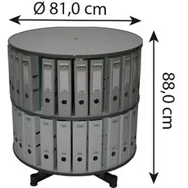 REEF Ordnerdrehsäule grau bis zu 48 Ordner, Komplett drehbar, H: 88,0 cm