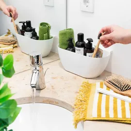 Navaris 2x Auffangschale für Küchenabfälle zum Einhängen - 2er Set Mülleimer Abfall Behälter für Bio Müll - Abfalleimer in Grau Weiß